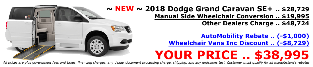 For Sale New and Used 2018 Dodge Grand Caravan SE Wheelchair Van 43995 For Sale New and Used 2018 Dodge Grand Caravan SE Wheelchair Van 43995