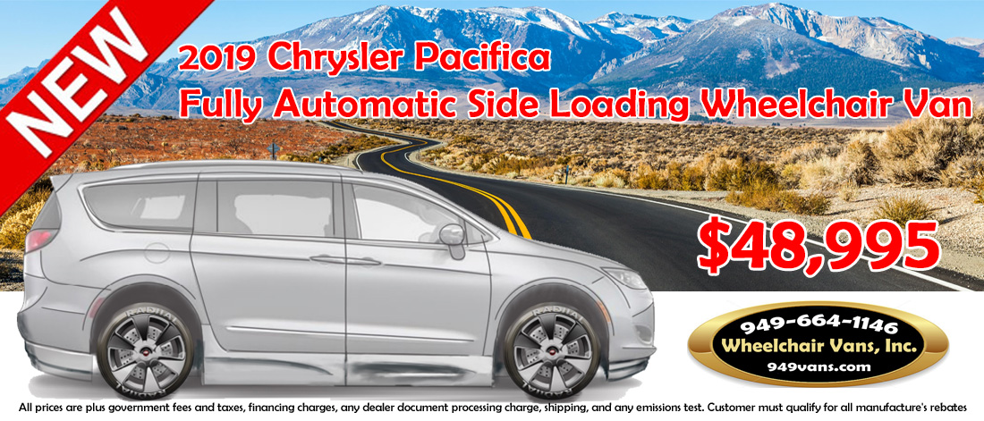 For Sale New and Used FR Conversion Chrysler Pacifica Power Side Loading Wheelchair Van Conversion SALE $48995 For Sale New and Used FR Conversion Chrysler Pacifica Power Side Loading Wheelchair Van Conversion SALE $48995