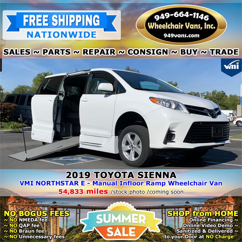 For Sale 2019 Toyota Sienna - VMI NorthStar E Manual Infloor Ramp Side