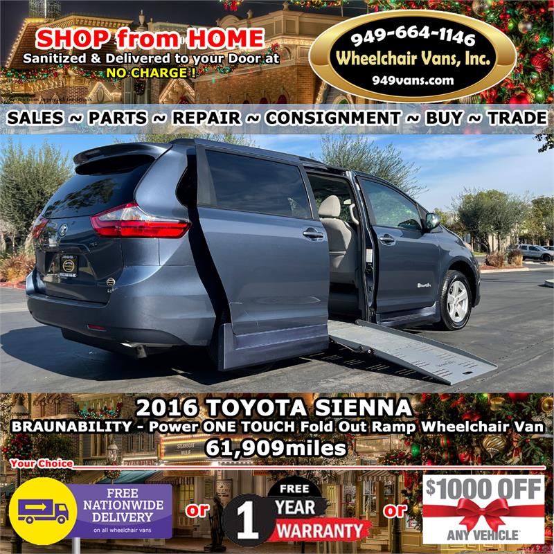 For Sale Used 2016 Toyota Sienna BraunAbility Power ONE TOUCH Fold